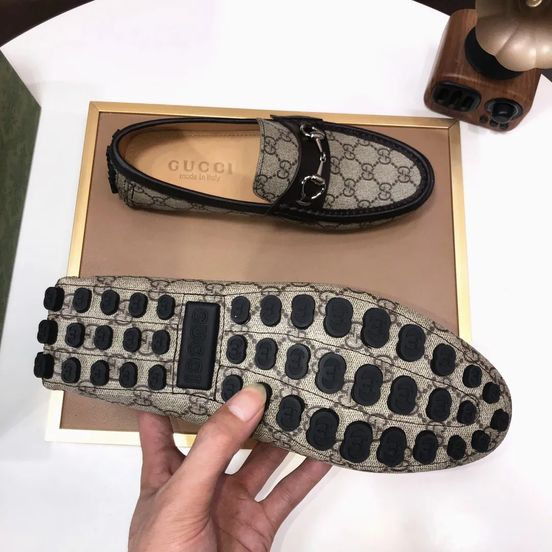 Men's Men's Shoes💰420💰[Gucci GUCCI] (High-end Niuli) New 🍀Gucci*-Gucci Peas Shoes! Made of imported original cowhide, the inner top layer is comfortable cowhide lining! Original wear-resistant rubber outsole! High quality products! Code number 38-44!